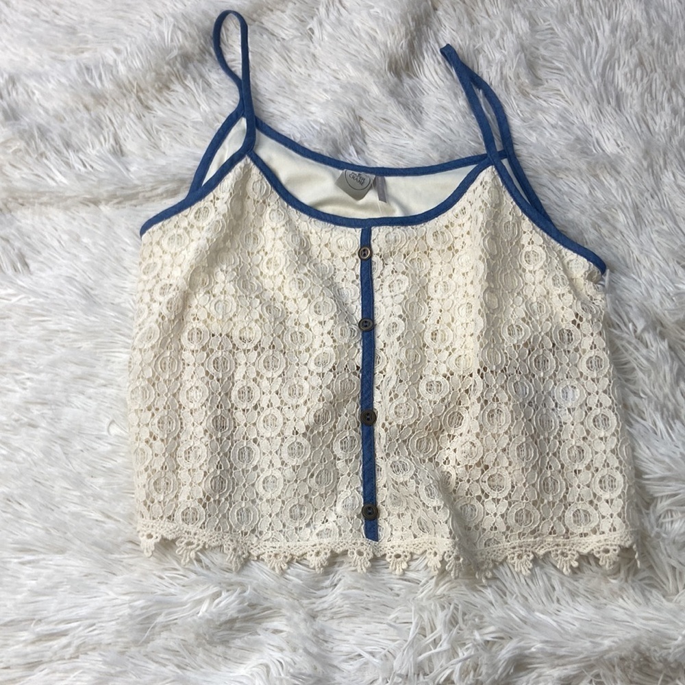 Paper Crane Cream Lace Crop Top